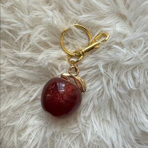 Gold Hardware Red Glitter Apple Bag Charm Keychain